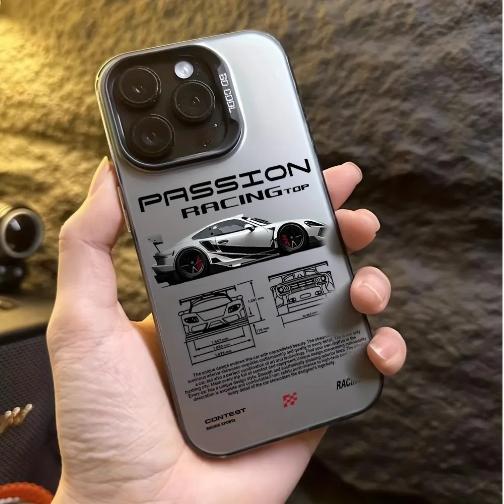 Sleek Silver Racing Stripes Phone Case with IMD Finish