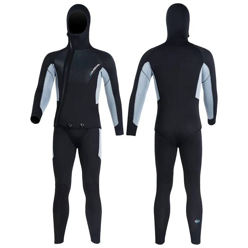 5mm Neoprene Wetsuit Keep Warm Men Open Cell Scuba Diving Suit Hooded Surfing Front Zipper Spearfishing Wetsuit