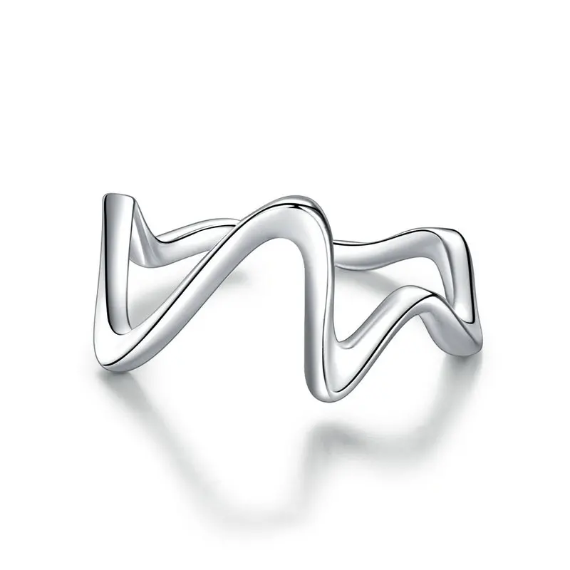 Elegant Adjustable Sterling Silver Zircon Open Ring