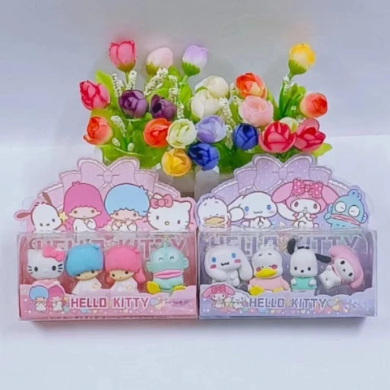 

Hello Kitty Cinnamoroll little twin star My Melody Sanrio Anime Cartoon Kawaii Cute Girly Heart 3D Eraser Stationery Set Toy