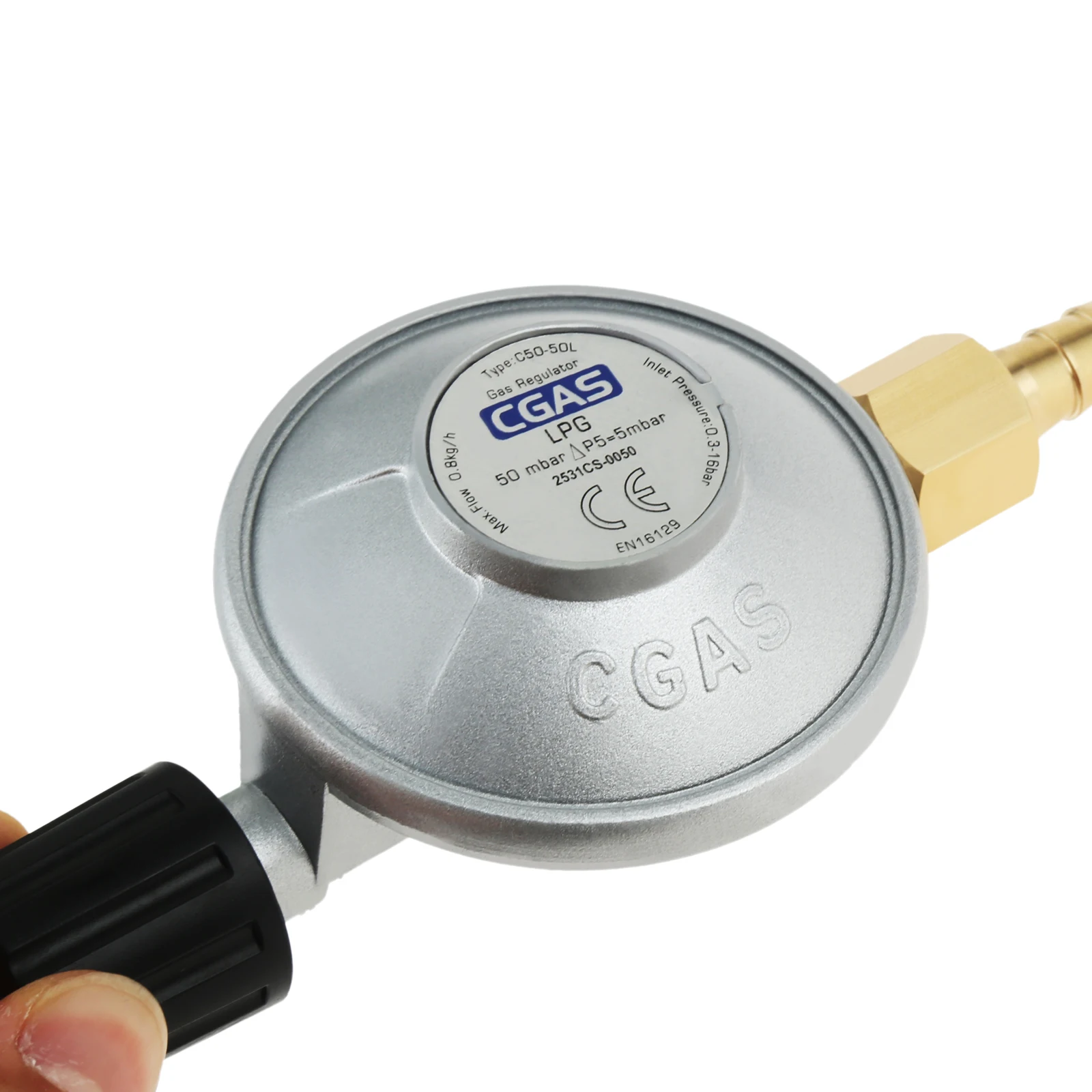 Propane Low Pressure Regulator Ajustable Flow with 9.5mm Barb Hose Connection Connect 50mbar Disposal Bottle Valve Camping Stove