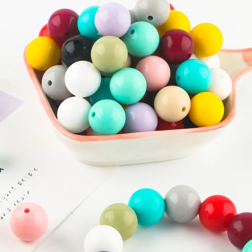 

50-500Pc Liquid Silicone Beads 15MM Bright Round Beads Shiny For Jewelry DIY Beads Bracelet Necklace Pacifier Chain Accessories