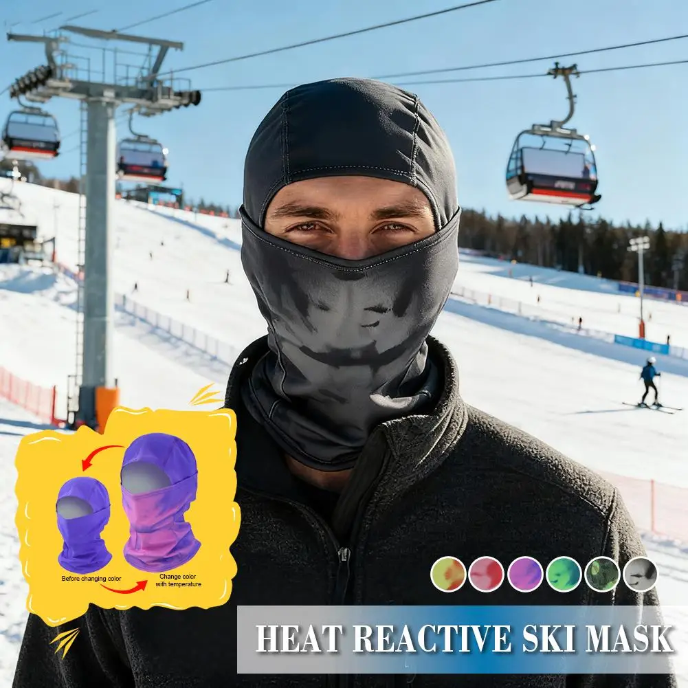Heat Reactive Balaclava Unisex Temperature Sensitive Ski Mask For Hiking Cycling