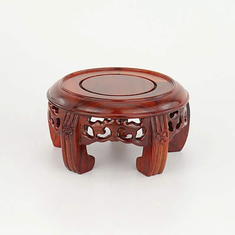 Round Solid Wood Base Ornament, Buddha Statue, Jade Ware, Solid Wood Support, Bonsai Vase, Round Head Antique Base