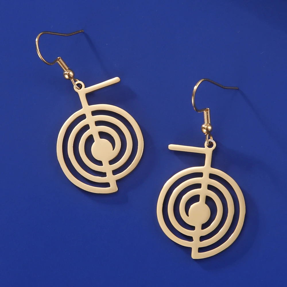 Dawapara Geometrische Spirale Ohrringe Cho Ku Rei Swirl Akasha Göttin Symbol Anhänger Edelstahl Schmuck – Detail 15