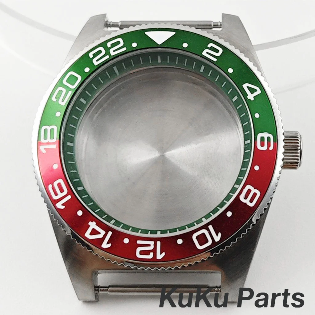 Green Ring GMT Ceramic Bezel Watch Case with 40mm Diameter and 28.5mm Dial Capability