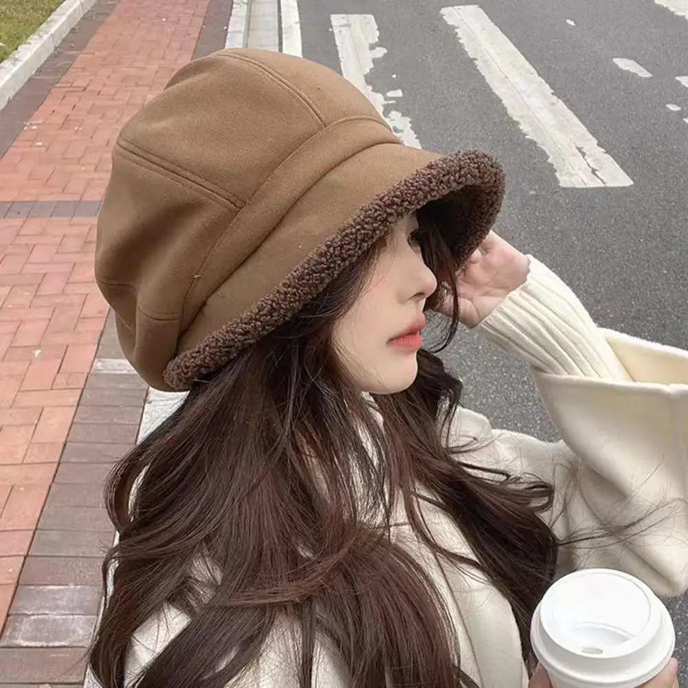 

Beret Hat for Women Winter Octagonal Hats for Women Retro Solid Color Velvet Newsboy Cap Female Keep Warm Gorro New Bucket Hat