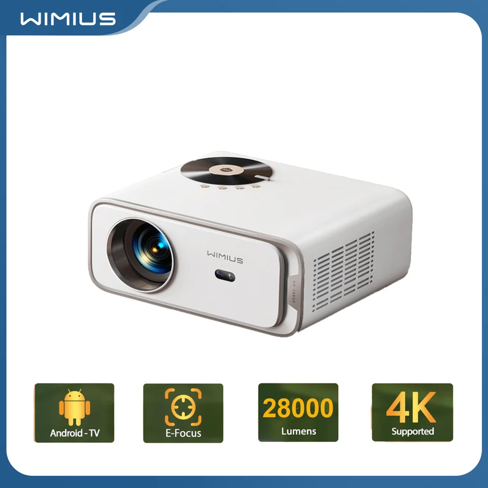 Wimius Projector Native 1080P 1000ANSI Android 9.0 Projectors WiFi
