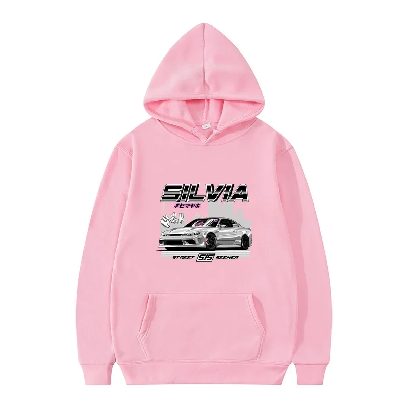 Car Print Hooded Sweatshirt Casual Pullover Sweatshirt Autumn and Winter Men's Fleece Warm Sports Top