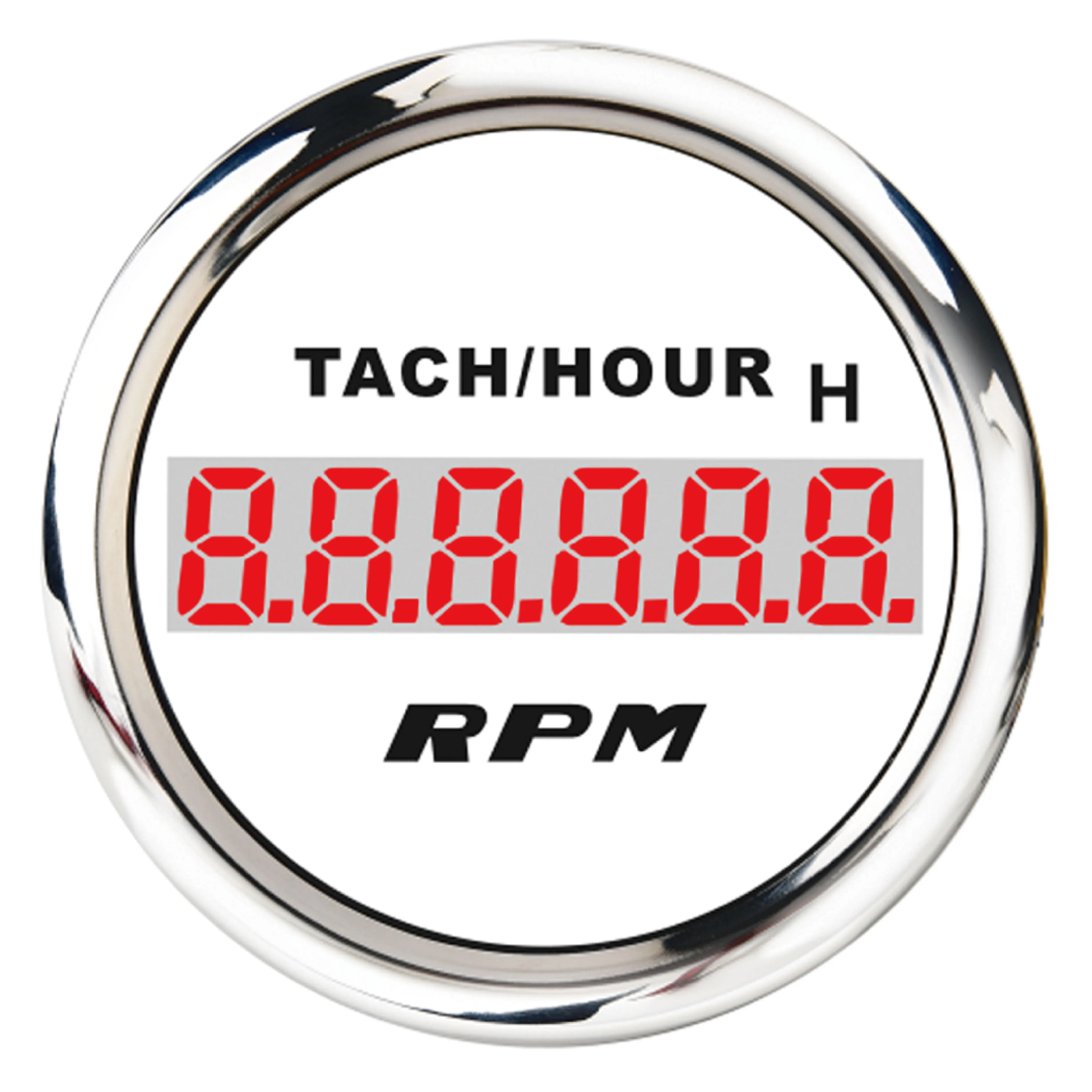

52mm digital white face red LED backlight warning function tacho/hour meter gauge for marine