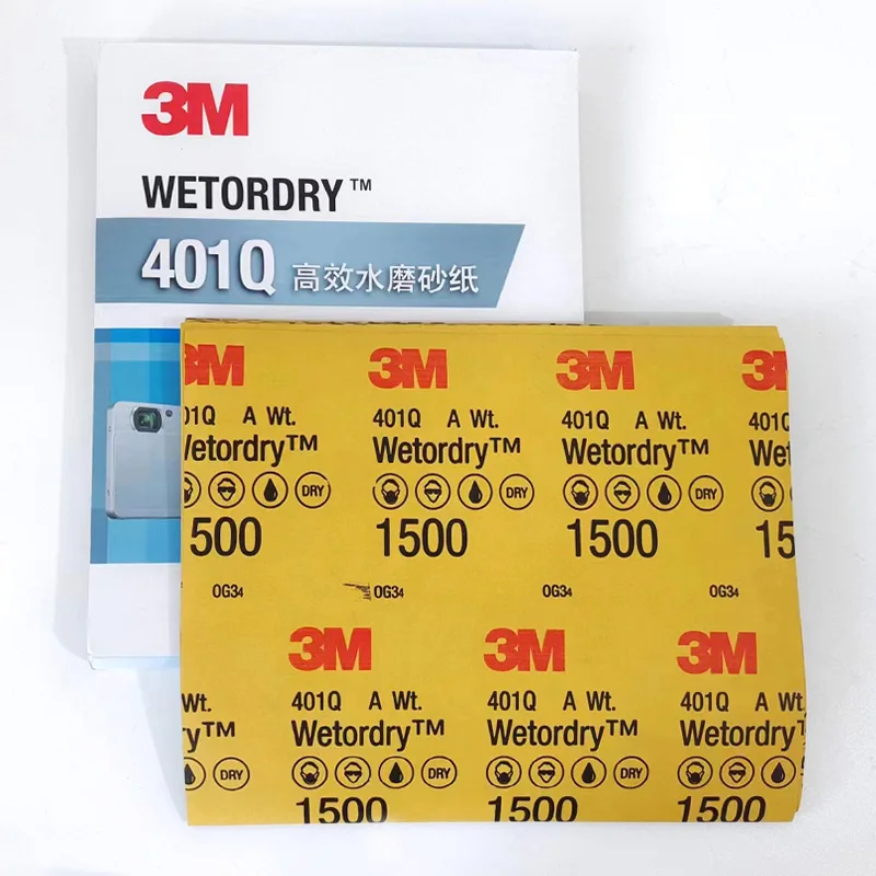 Auto Polishing Water Sandpaper 3M401Q 1500 Mesh 227x280mm Finish Fine Polished Sheet