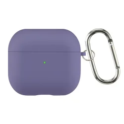 Flocking Silicone Bluetooth Headphone Case with Metal Buckle - Wireless Charging Compatible Cover - Airpods 2 (Lavender Gray)