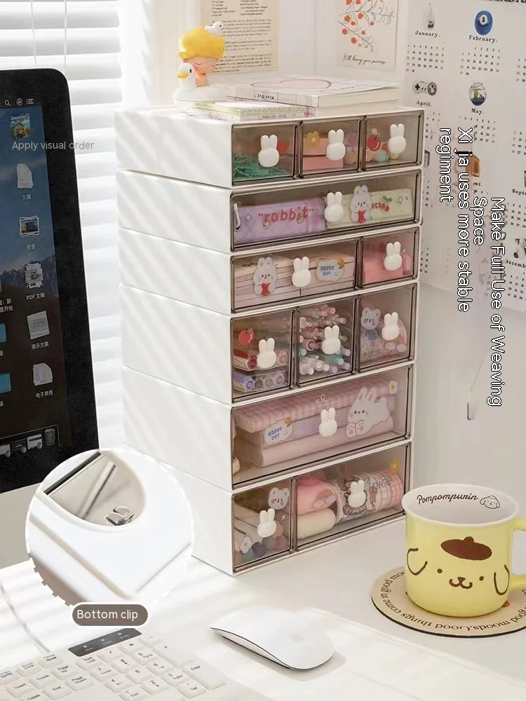 Stackable Desk Storage Box Office Ins Storage Box with Drawers Organizer Desk Accessories Stationery Desktop