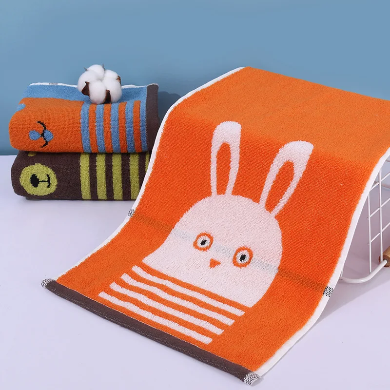 Higher quality 1 set of 3 children's cotton towels thickened household cartoon washing face towel cotton kid towel