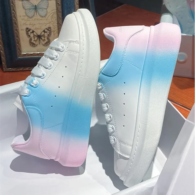 Platform Sneakers Women's Vulcanized Shoes Breathable PU Leather Shoe Woman Girls Thick Bottom Walking Shoes Casual Sneaker