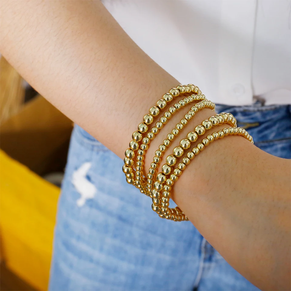 Bracciale con perline dorate, bracciale con palline dorate, set