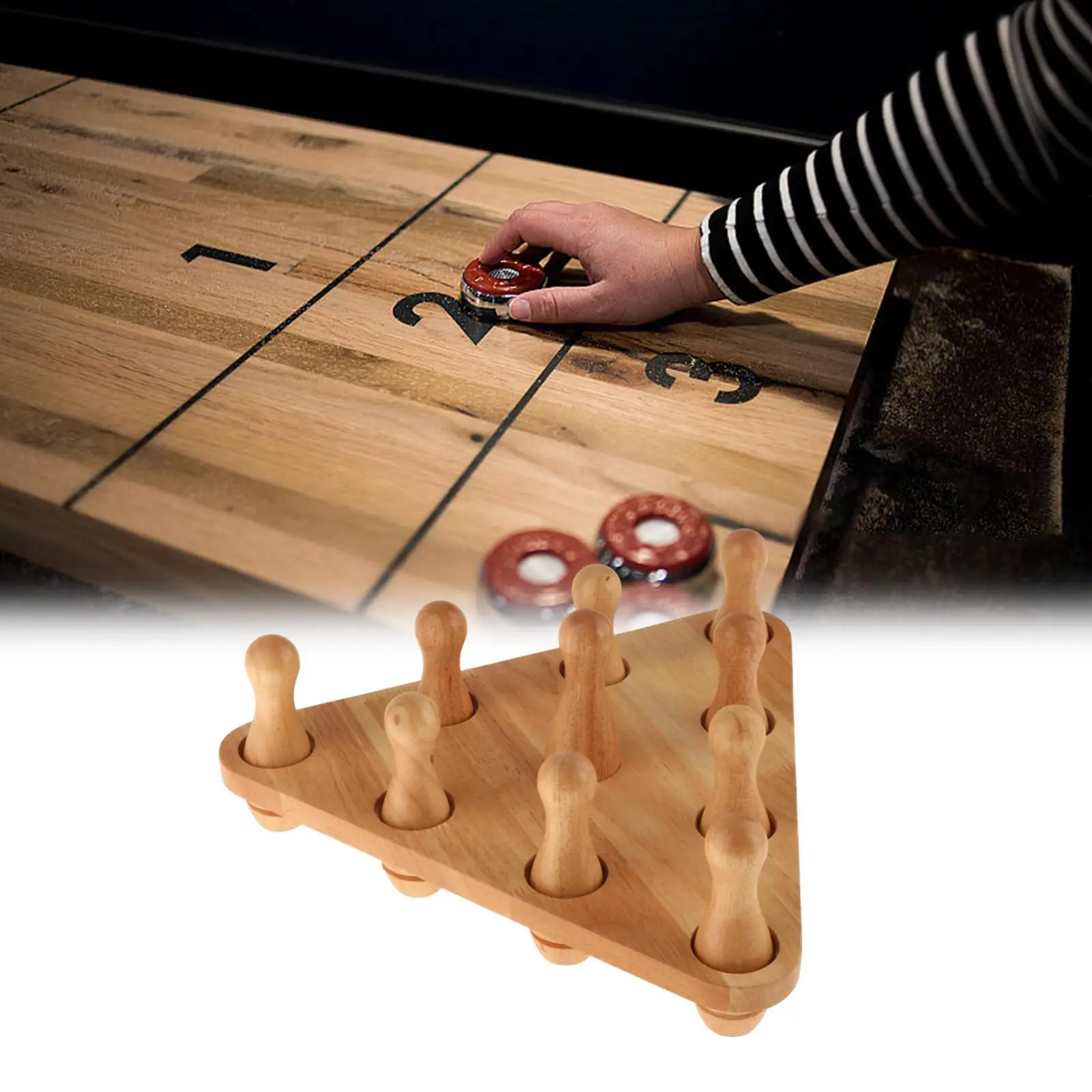 10 Pieces Shuffleboard Bowling Pins Set Solid Wood Gifts Indoor for Shuffleboard Table for Games Activity Party Sports Tabletop