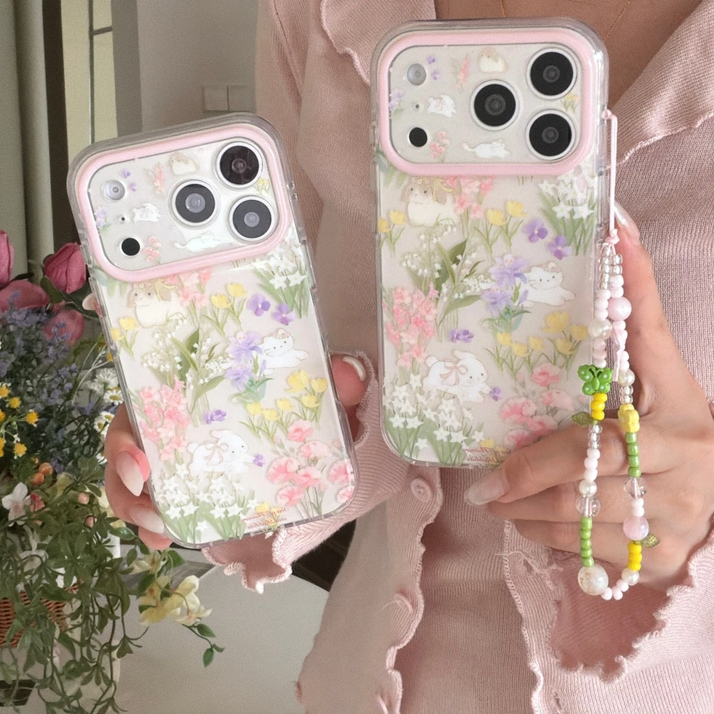 Spring Garden Floral & Animal Charm Transparent Soft Shell Phone Case