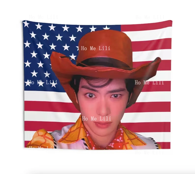 Jaehyun America Flag Tapestry Funny Room Merch Gift Wall Decor