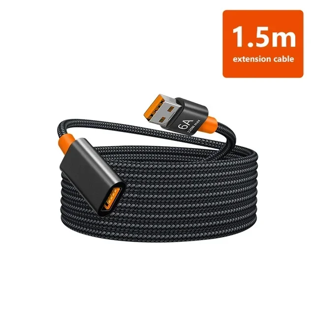 thumbnail image 1 of Cable de extensión USB 3,0 trenzado de nailon, Cable de datos macho a hembra, extensor USB, Cable de transmisión de alta velocidad para impresora de radiador, 1 of 5