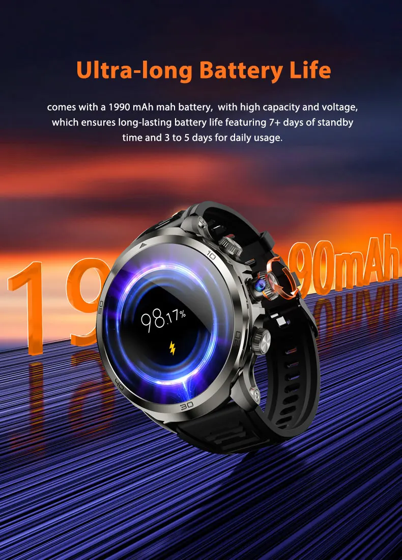 H19 Smart Watch 4G Android 9.0 OS 1990Mah NFC 466*466 Heart Rate 1.95 inch Large Screen GPS WIFI Smartwatch for Men Women Gift 4