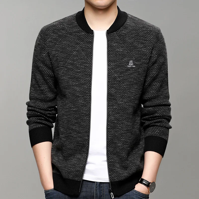 

High End Autumn and Winter Cardigan Sweater for Men New Style Baseball Collar Trend Versatile Casual Knitting Cardigan Coat Men