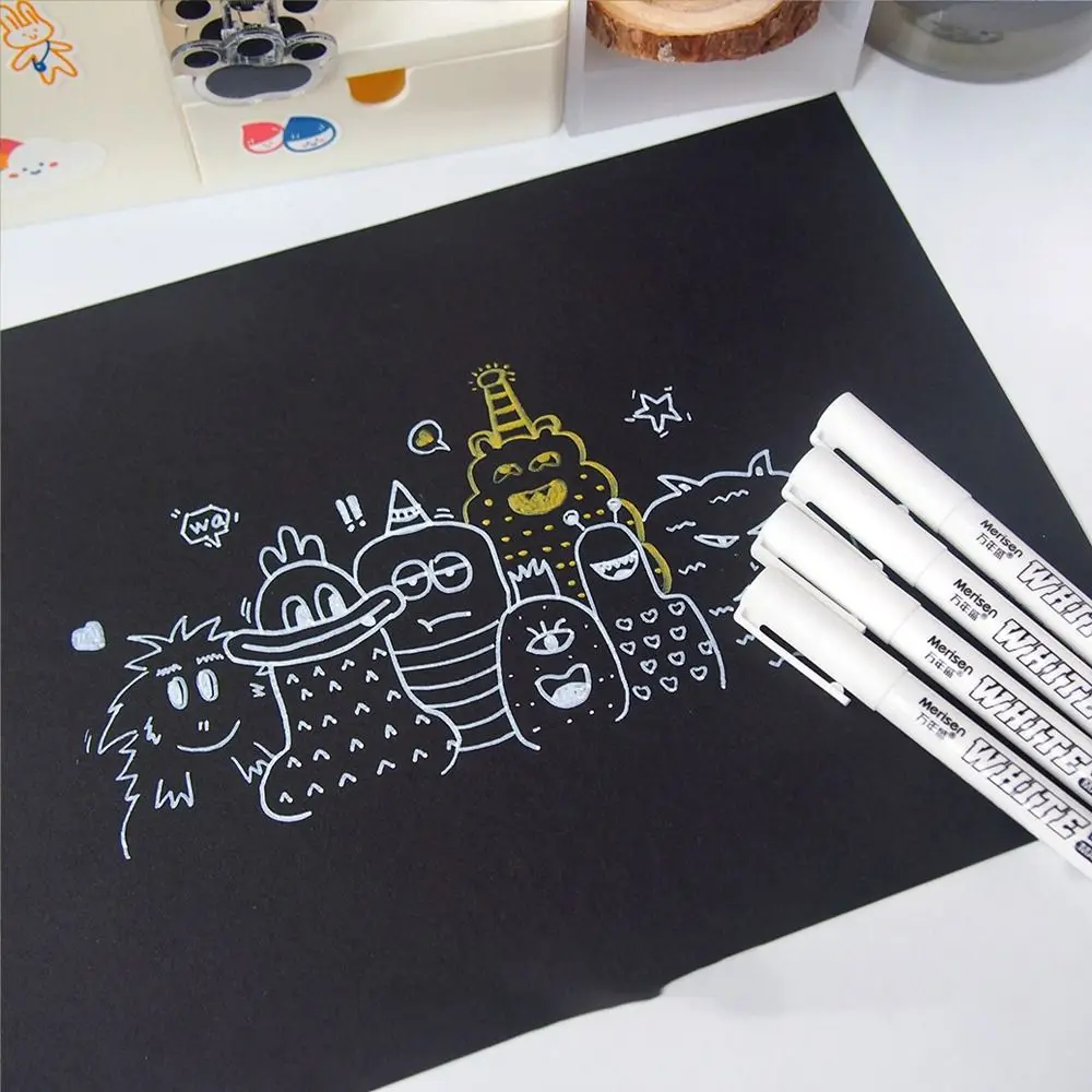 3pcs 방수 흰색 영구 페인트 펜 부드러운 쓰기 쉽게 퇴색되지 않음 흰색 마커 펜 널리 사용되는 내마모성
