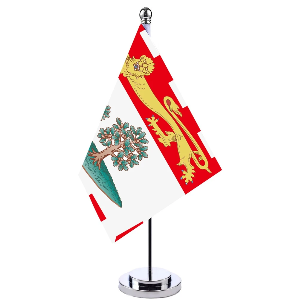 14X21Cm Mini Bandiera Del Territorio Canadese Bandiera Banner Boardroom Desk Stand Con Palo The Prince Edward Island Flag Room Decor