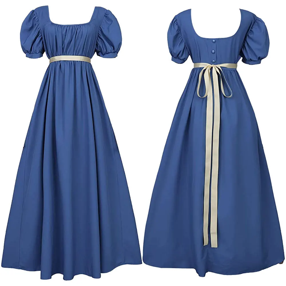 thumbnail image 1 of Vestido de princesa de manga larga para mujer, estilo victoriano, regencia, medieval, disfraz de Bridgerton, 1 of 5