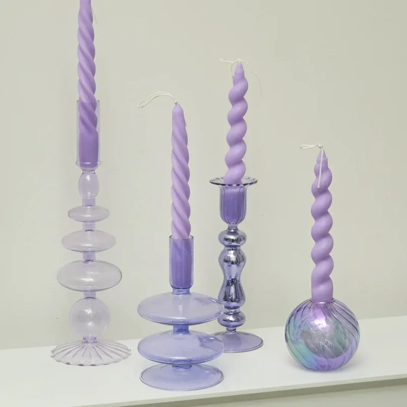 Decorative Candle Holders Colorful Glass Flower Vase for Home Decoration Wedding Decoration Centerpieces Candlestick Gift candle holders