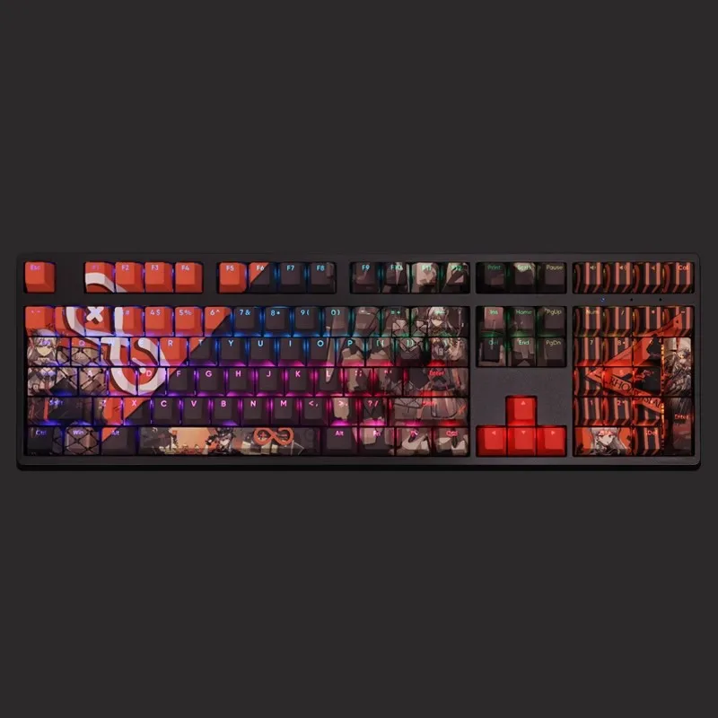 Arknights Saria Keycap Pbt Tintura Subbed Teclas Retroiluminadas Anime Gaming Key Caps para Ansi 61 87 104 108 Layout 108 Chaves por Conjunto - Imagem 4