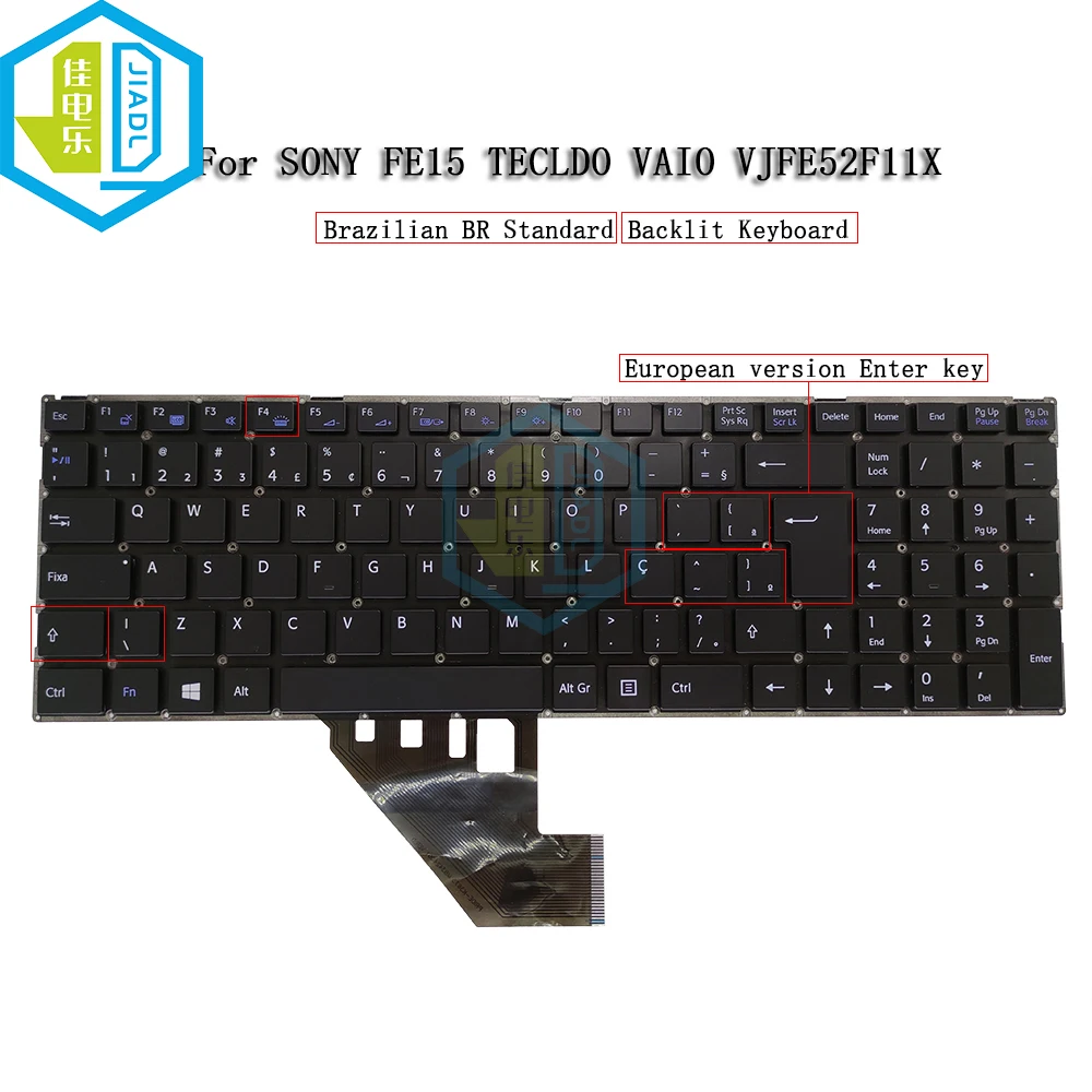 Teclado Retroiluminado Brasileiro Brasil Teclado para Sony Fe15 Vaio Vjfe52f11x Vjfe51f11x Vjfe53 F11x Pride-k4042 K3675 Mb3424003