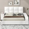 Queen Size Smart Bed Frame with Storage Shelves and Multimedia Nightstand, Upholstered Platform Bed with Headboard and Light 1