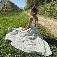Oligai Summer Elegant Midi Dress 2025 New Arrivals Lace Up Floral Print Dress Women Sexy Corset Dress for Holiday Birthday - Image 4