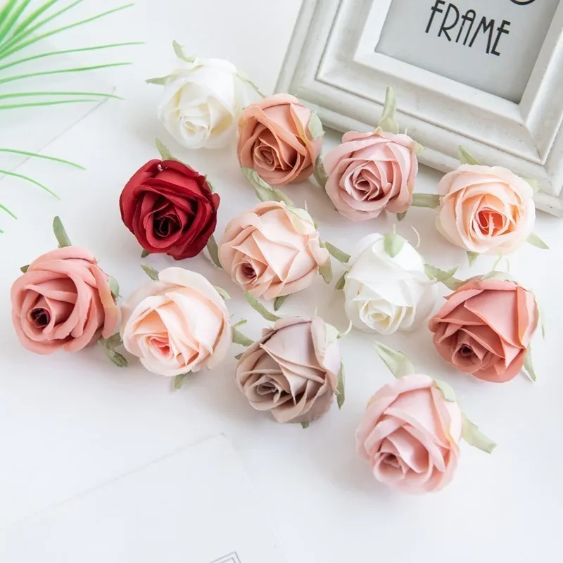 100 stücke Perle Rose Köpfe Seide Künstliche Blume Für Home Weihnachten Hochzeit Brautstrauß Garten Bogen Party Diy geschenk Zubehör – Detail 3