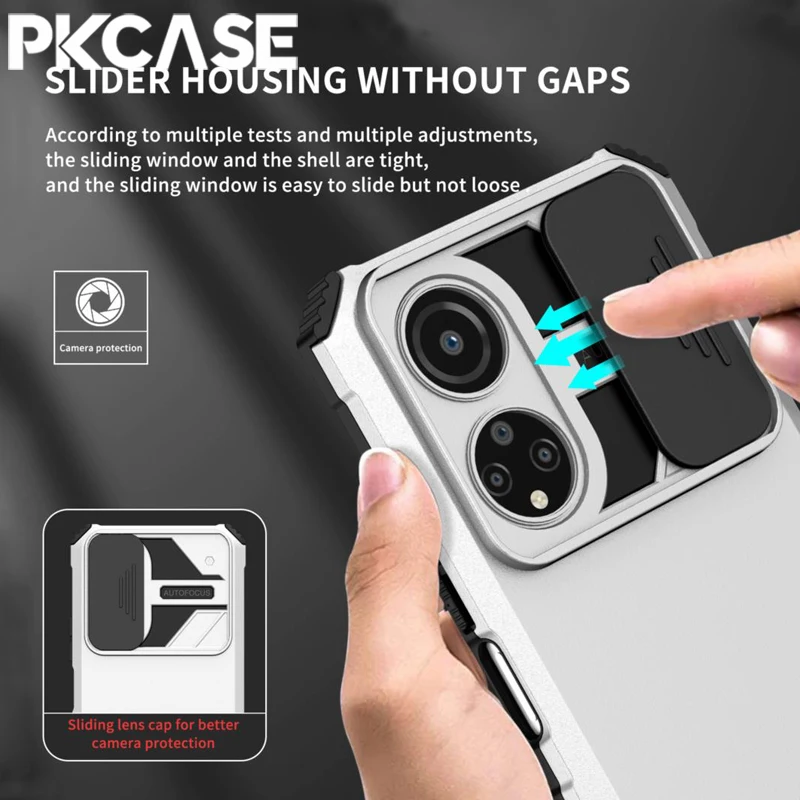 PKCASE Slide Camera Lens Protector with Stand and Push Window Cover