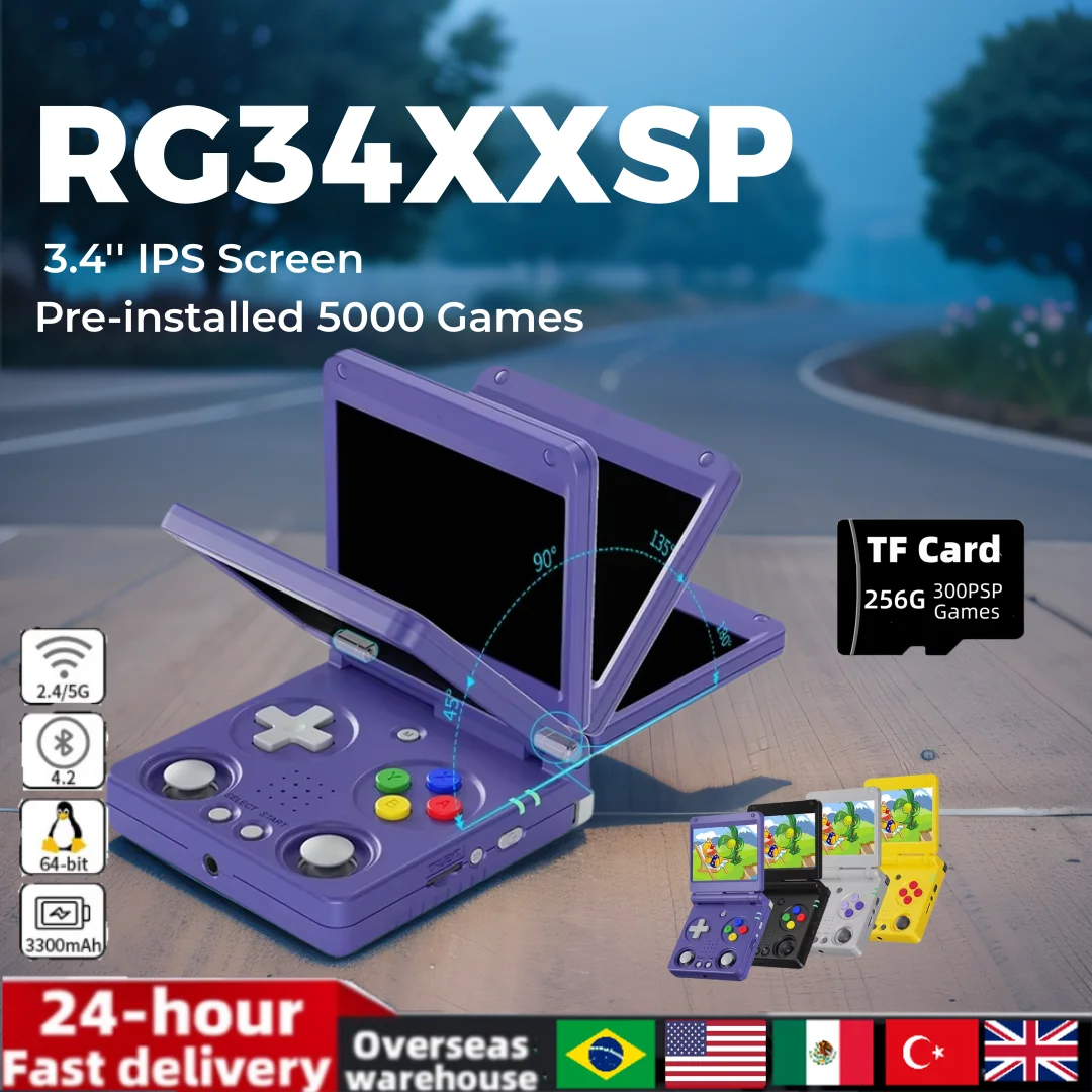 Anbernic RG34XXSP 3,4-inch IPS Flip draagbare gameconsole Linux 64-bit ...