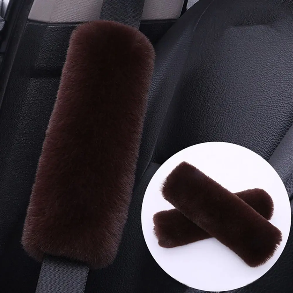 2pcs Universal Car Seat Belt Cover Adjustable Plush Car Safety Belt Cover Shoulder Pad for Kids Adults Car Interior Accessories