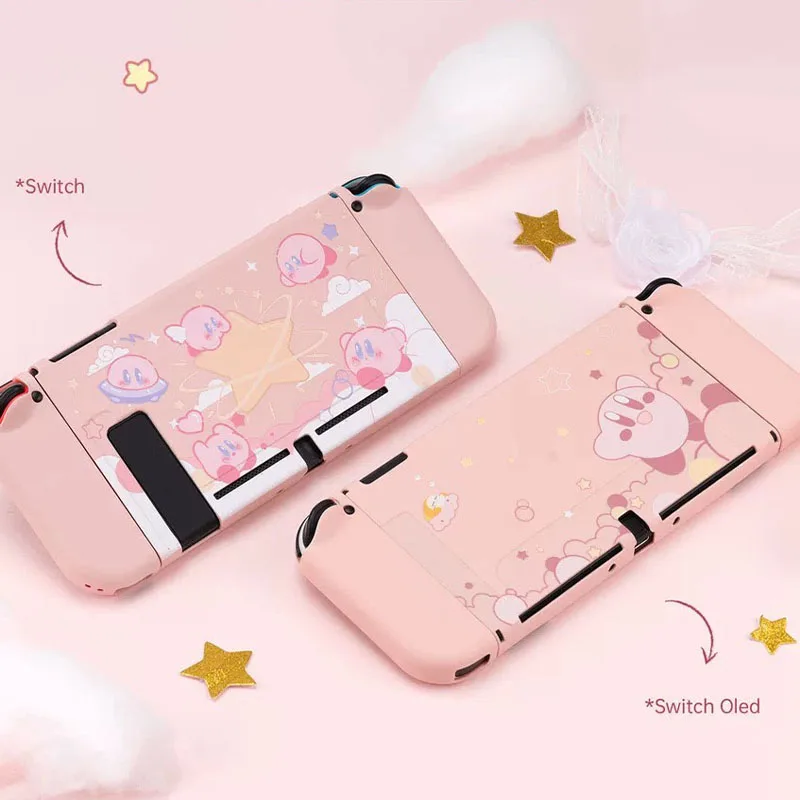 

New Kawaii Kirby Anime Figure Switch Ns/oled Game Console Protective Case Anti-Fall Fashion Digital Accessories Christmas Gift