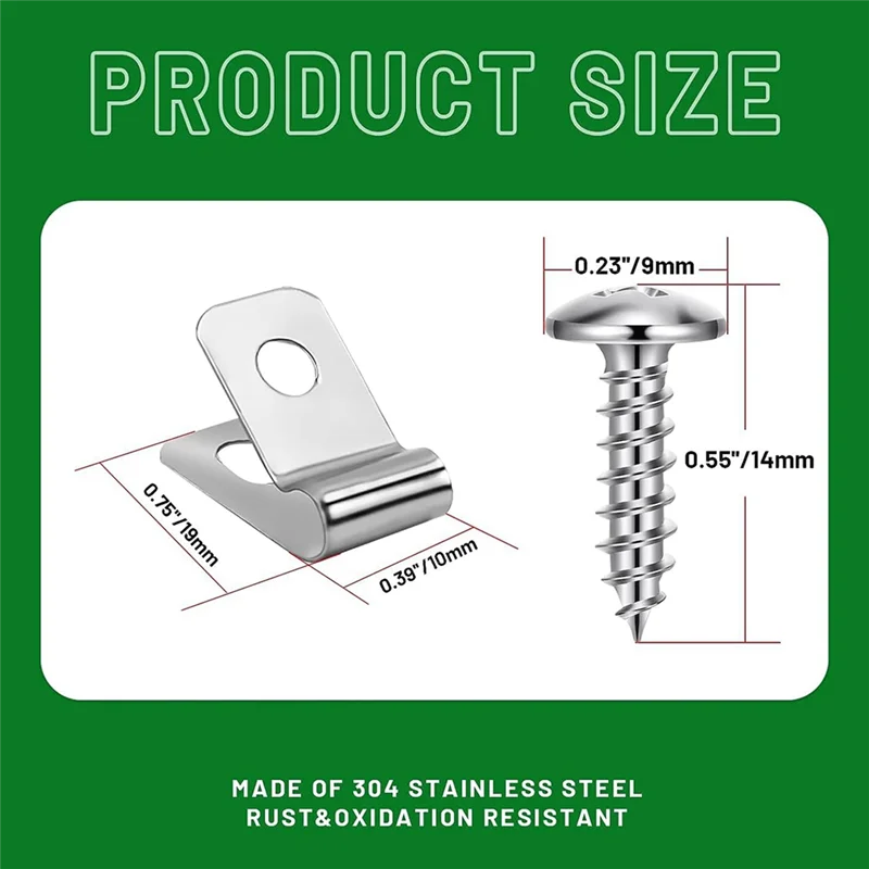 Fence Wire Fence Clips Agricultural Fencing Mounting Clips, Stainless Steel Screw Wire Clamps With Screws (100Pcs)