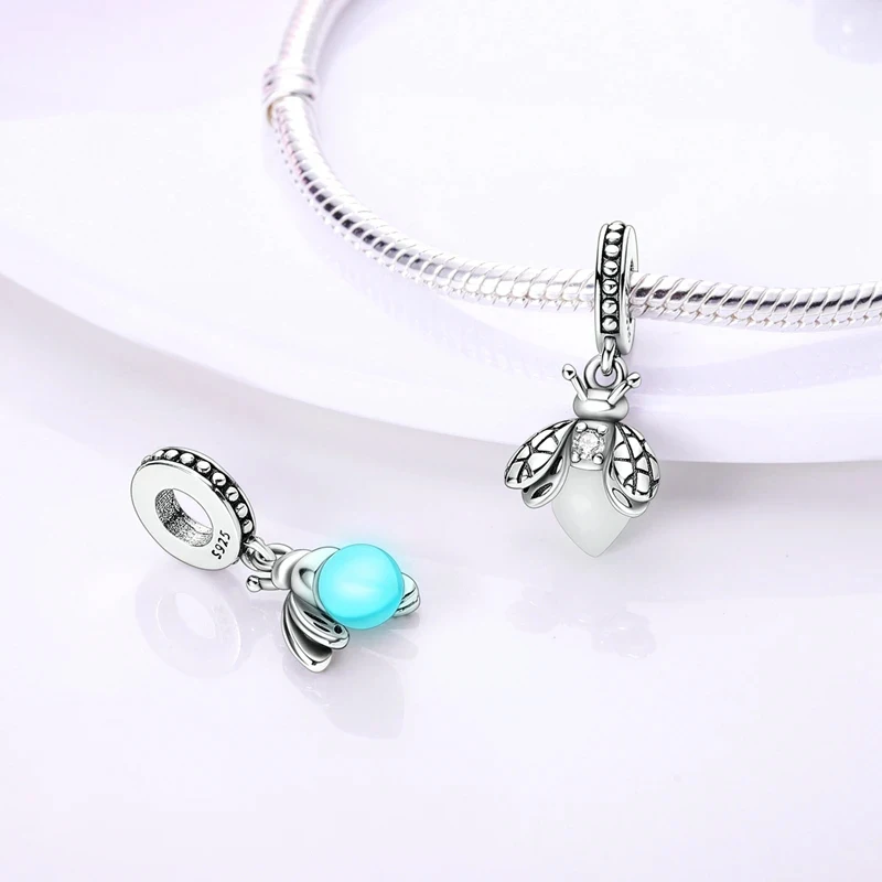 Schmucksets Original 925er Sterlingsilber Leuchtende Glühwürmchen Charms Perlen Ringe Ohrringe Sets Mode Geburtstag Schmuck Geschenk – Detail 2