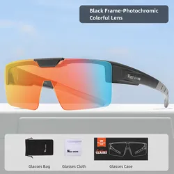Enhanced Outdoor Sports Sunglasses with Polarized Flip Lens and UV Protection (Black Colorful)