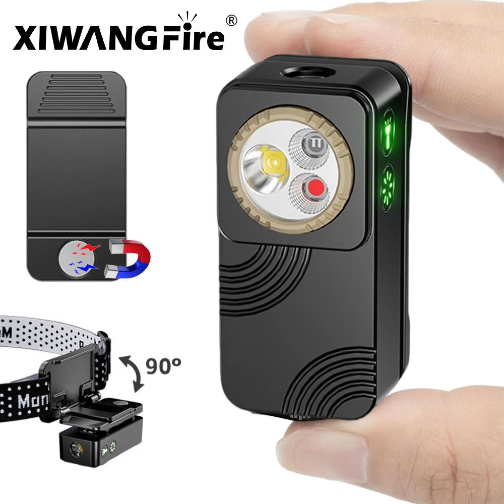 Lampe frontale USB C 400LM, lampe de travail Rechargeable à clipser magnétique, batterie 500mAh, lampe de poche étanche pour usage extérieur et intérieur