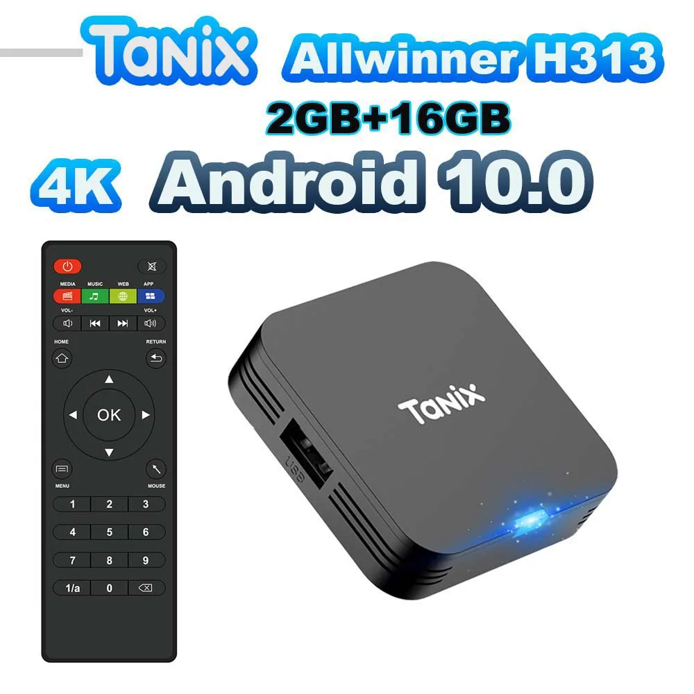 Tanix tx1 android 10 tv box 2,4g wifi 4k hdr 3d 8gb 16gb all winner h313 quad core global media player