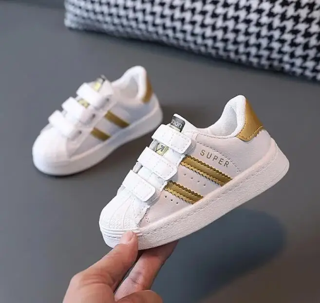 Children's Sneakers Kids Fashion Design White Non-slip Casual Shoes Boys Girls Hook Breathable Sneakers Toddler Outdoor Shoes