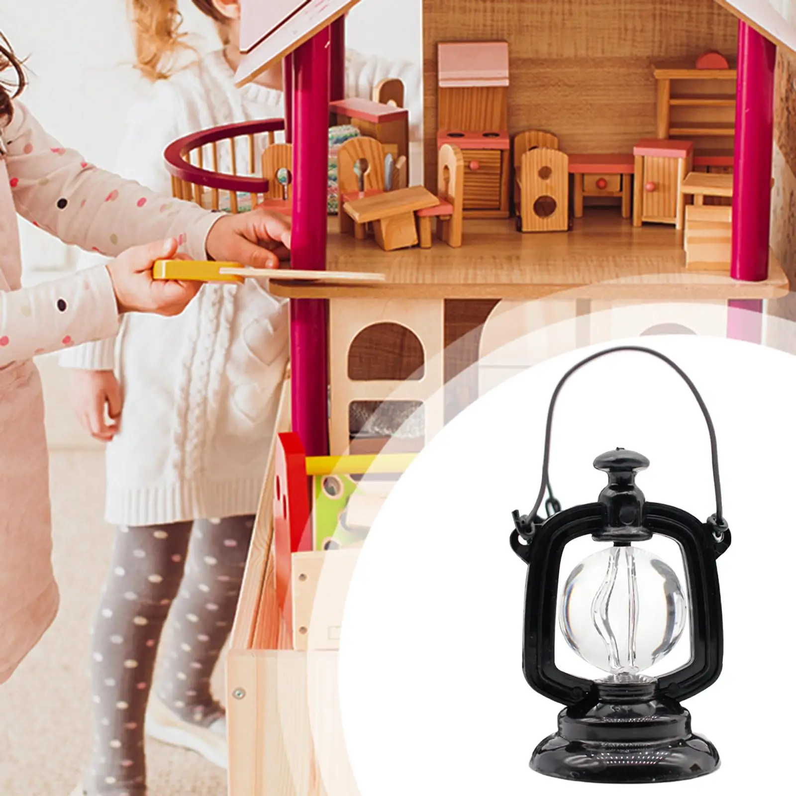 

1/12 Dollhouse Retro Oil Lamp Decorative Mini Lantern Light for Fairy Garden Micro Landscape Decor Dolls Room Scene Dining Room