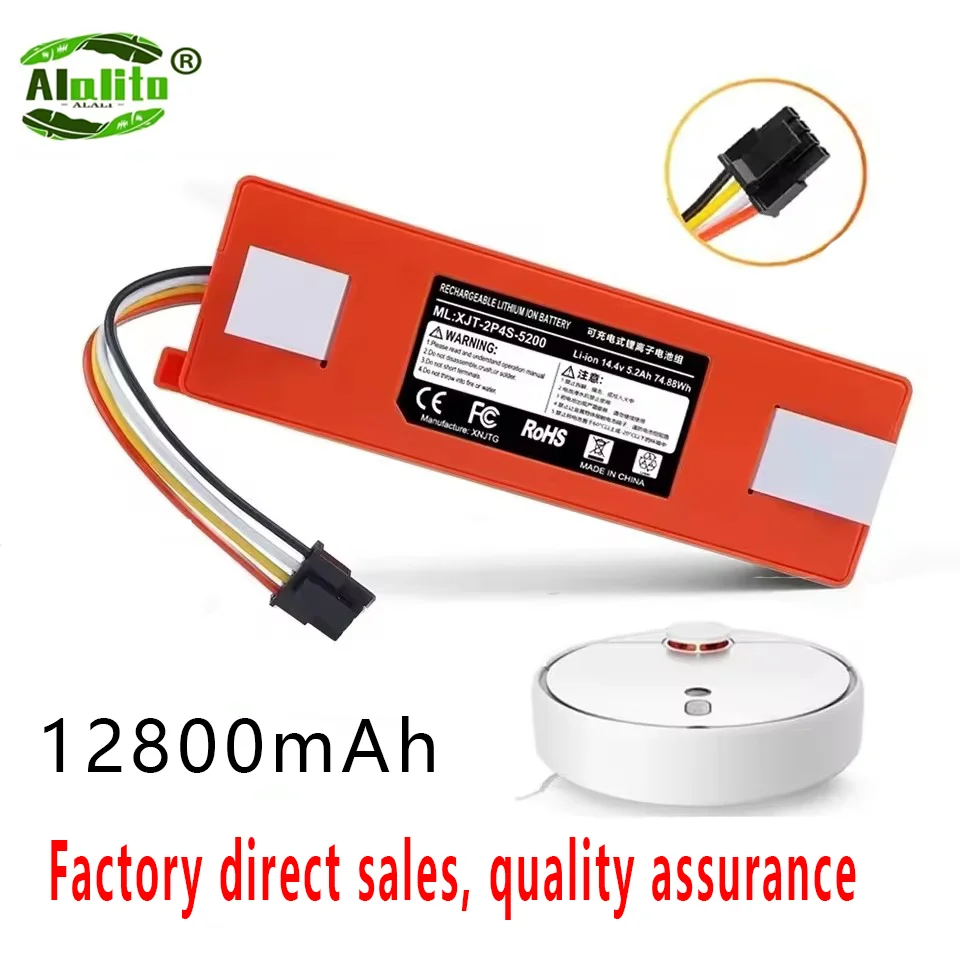 NEW 12800mAh Replacement Battery For Roborock S6 S7 MaxV Q5 Q7 MAX Robot Vacuum Cleaner Accessories Parts Original 14.4V