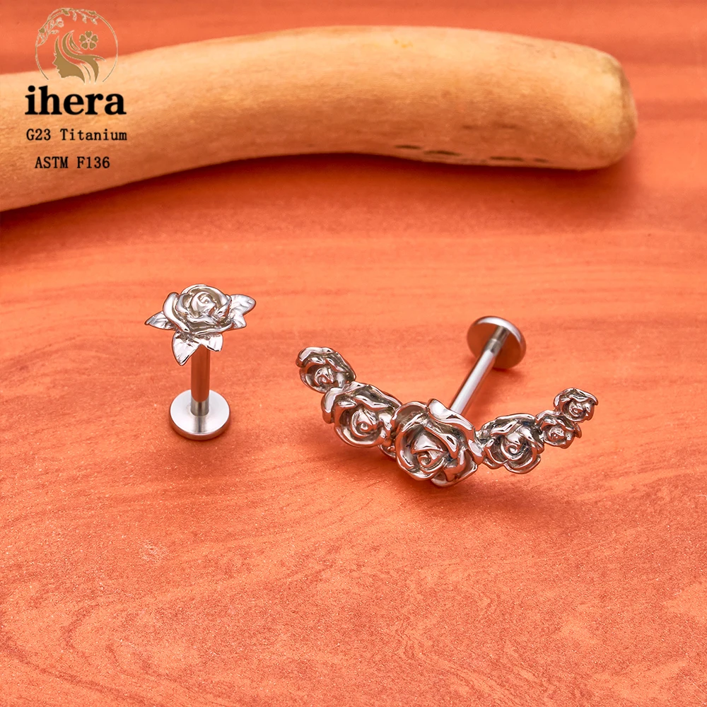 ASTM F136 Titan Rosenblüten-Ohrstecker 16G mit Innengewinde für Lippen-, Ohr-, Knorpel-, Tragus-, Helix- und Conch-Piercings – Detail 7