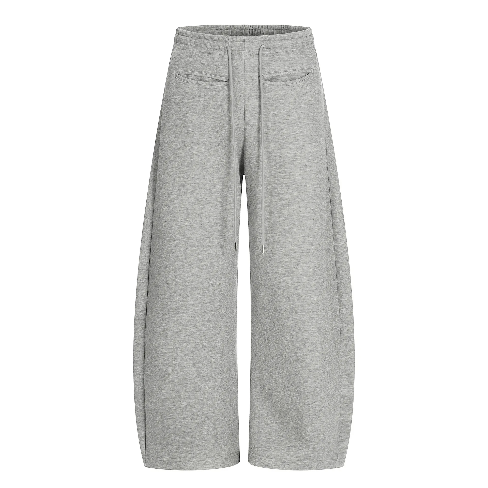 Retro Unilexi Fronttaschen-Baggy-Sweatpants mit Weitem Bein, Elastischem Bund, Lässige Laternenhose mit Kordelzug, Cargo-Hose mit Gebogenem Schnitt