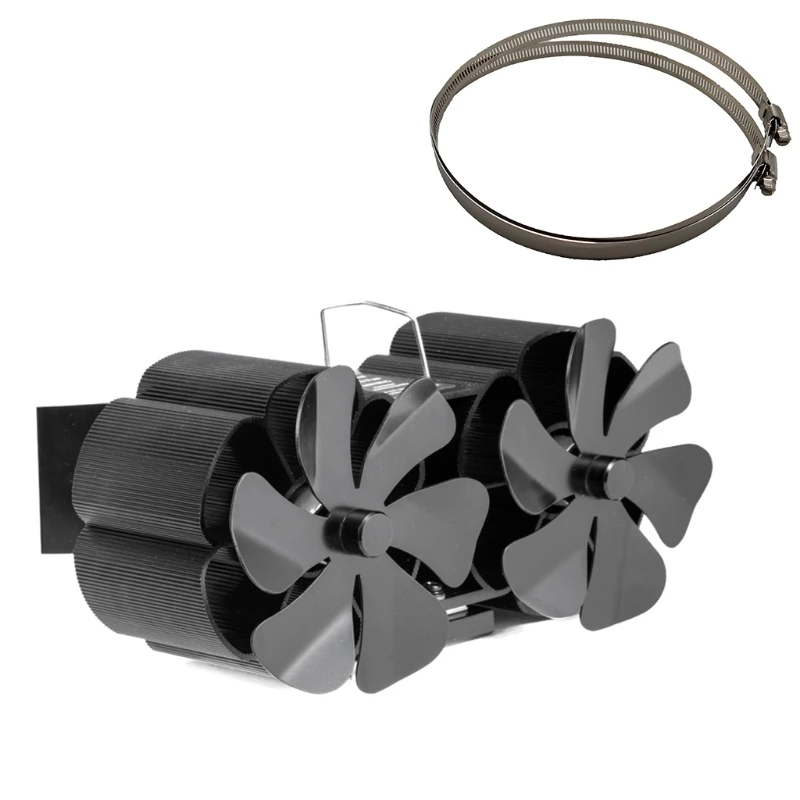 

12 Blades Home Fireplace Stove Fan Heat Powered Fan Efficient Heat Distribution